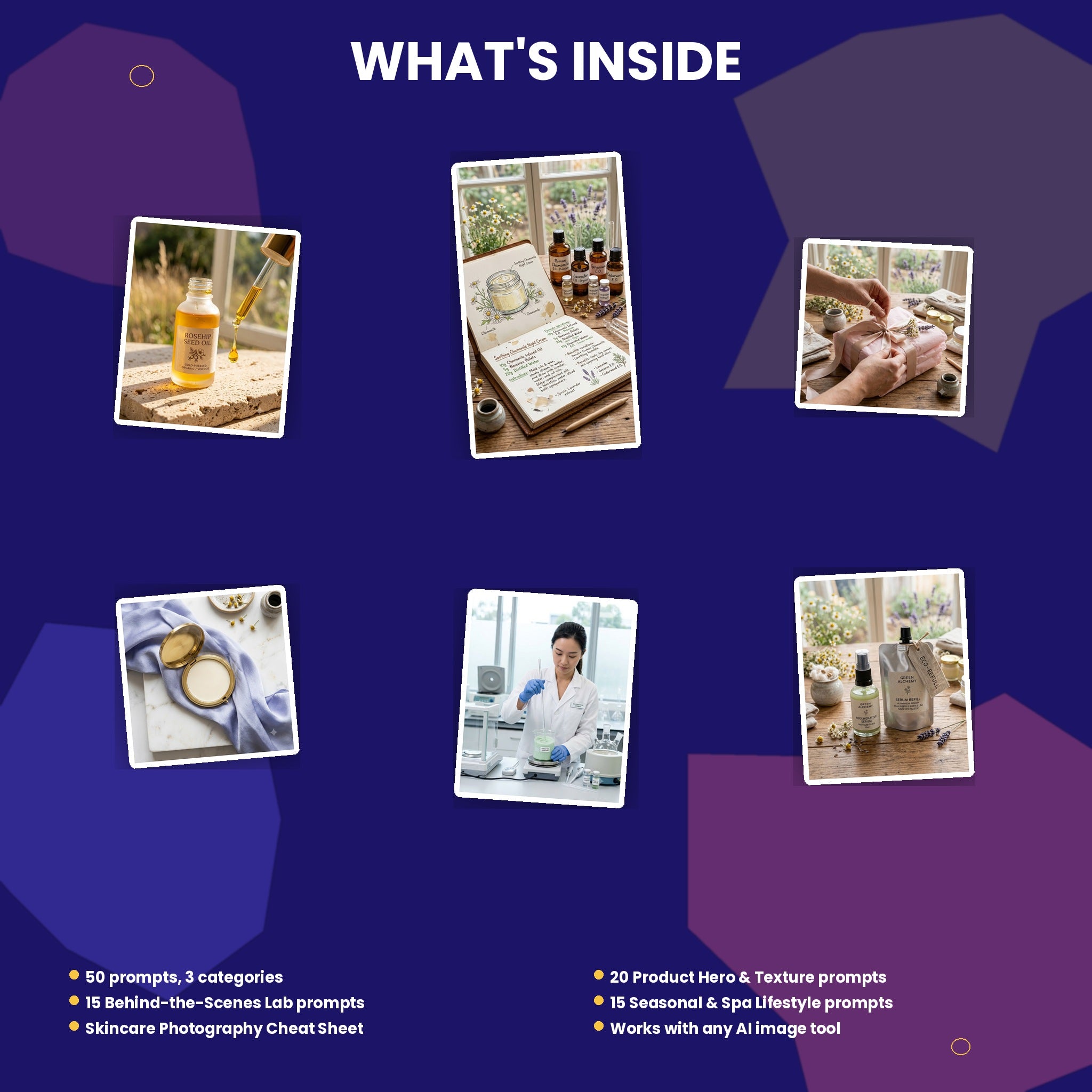 50 Luxe Glow Botanical Skincare AI Prompts — Social Media Kit — Instant Download PDF
