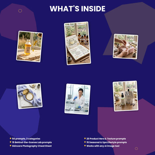 50 Luxe Glow Botanical Skincare AI Prompts — Social Media Kit — Instant Download PDF