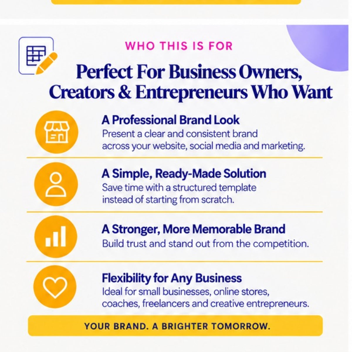 Who the Brand Kit and Mini Brand Guidelines Canva template is for