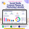 Social Media Content Planner and Marketing Calendar showing a structured content calendar