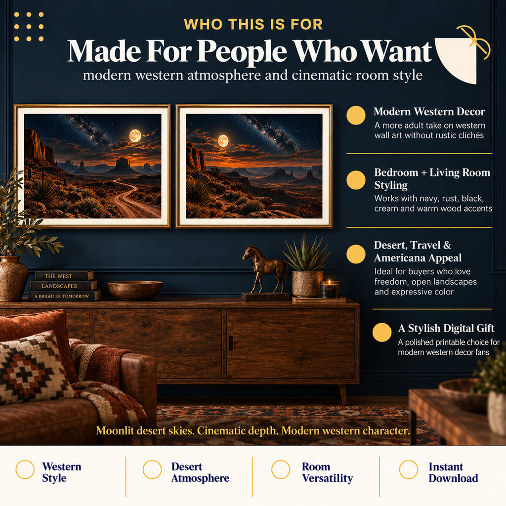 Modern western desert wall art set for bedrooms, living rooms, travel lovers, and southwest decor fans