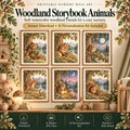 Woodland nursery wall art set of 6 with watercolor bear, fox, owl, fawn, rabbit and squirrel prints